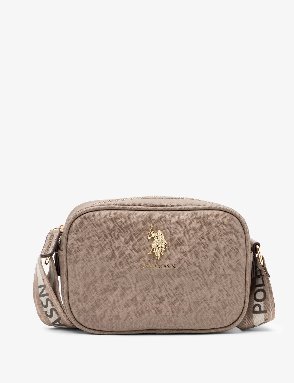Сумка жіноча кросбоді U.S. Polo Assn. TAUPE С через плече бежево-коричнева