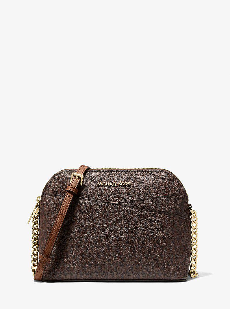 Сумка Jet Set Travel Medium Logo Dome Crossbody середнього розміру з коричневим логотипом від Michael Kors