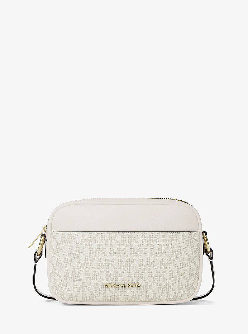 Сумка Jet Set Small Signature Logo Camera Crossbody з білим логотипом від Michael Kors