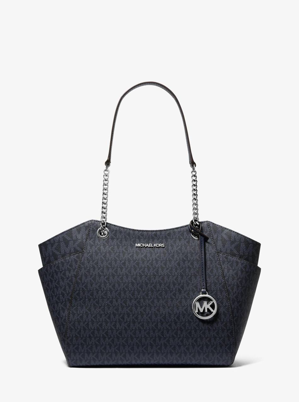 Сумка Michael Kors Jet Set Large з монограмним принтом, темно-синя